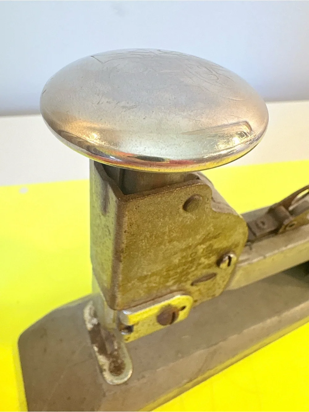 Vintage Heavy-Duty Desktop Stapler in Gray and Silver